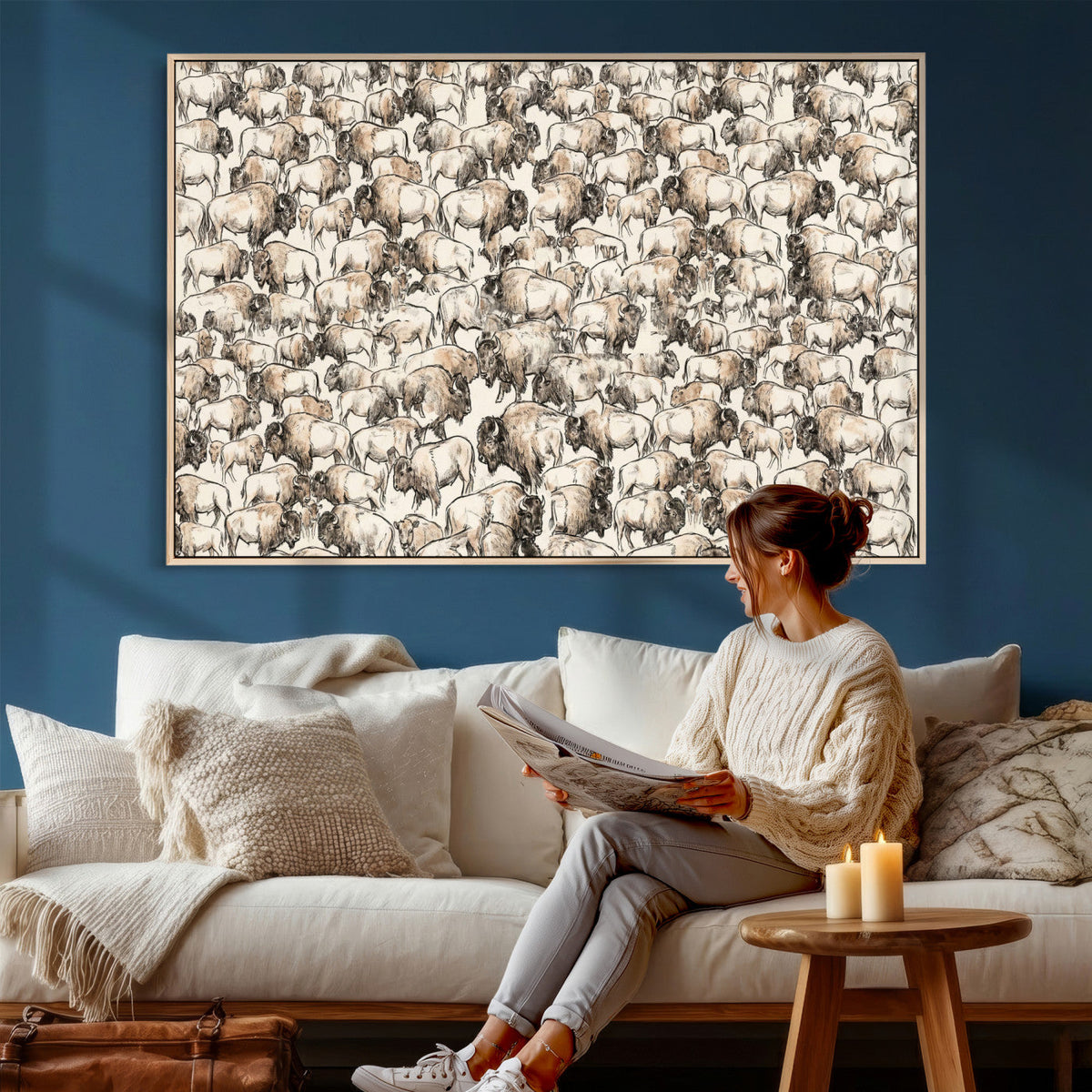 American Bison Canvas Print - Abstract Buffalo Wall Art