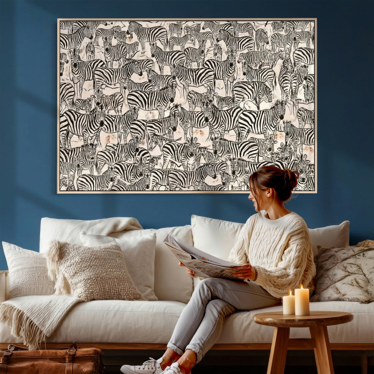 Abstract Zebra Wall Art Canvas Print for Farmhouse Decor
