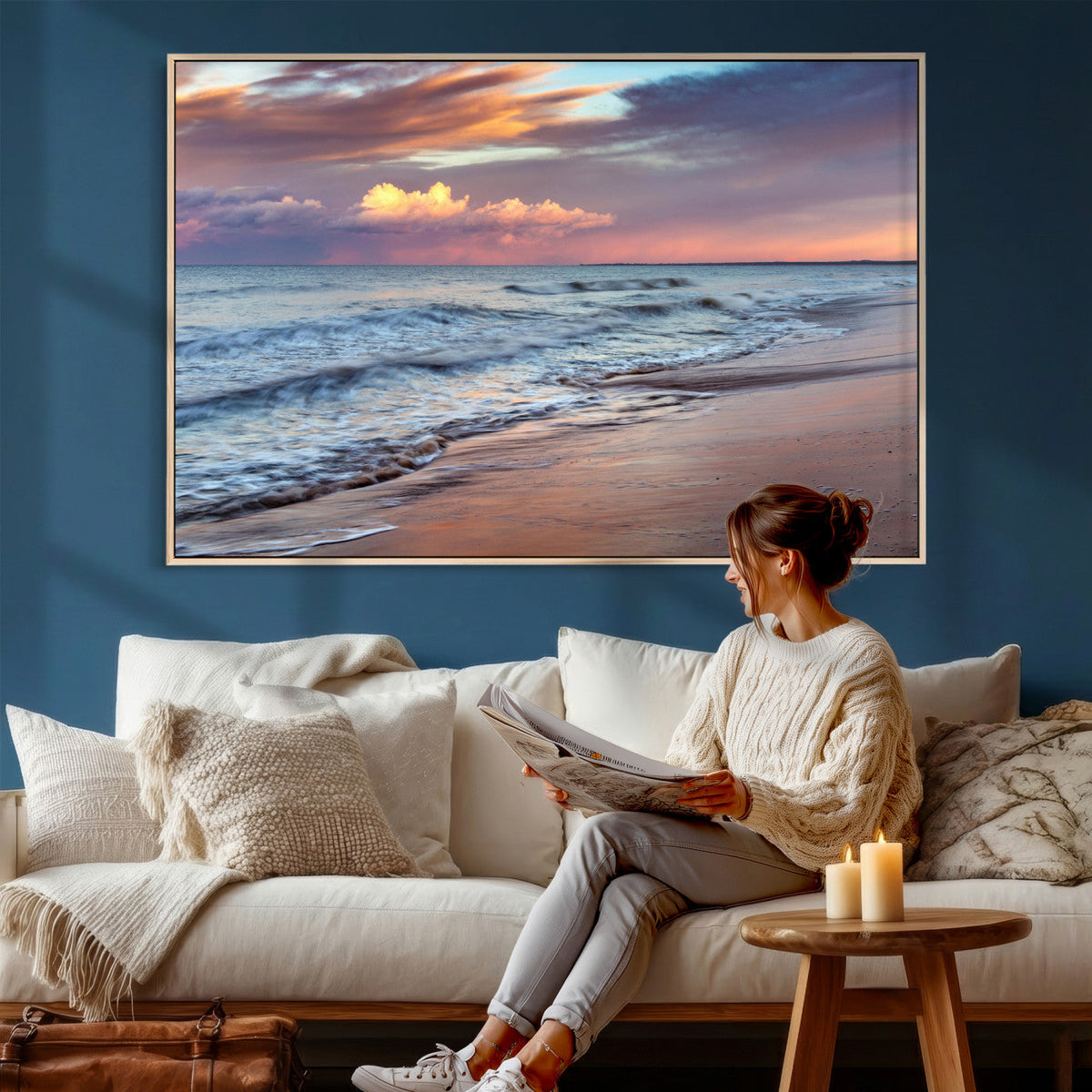 Ocean Sunset Wall Art Canvas Print – Coastal Beach
