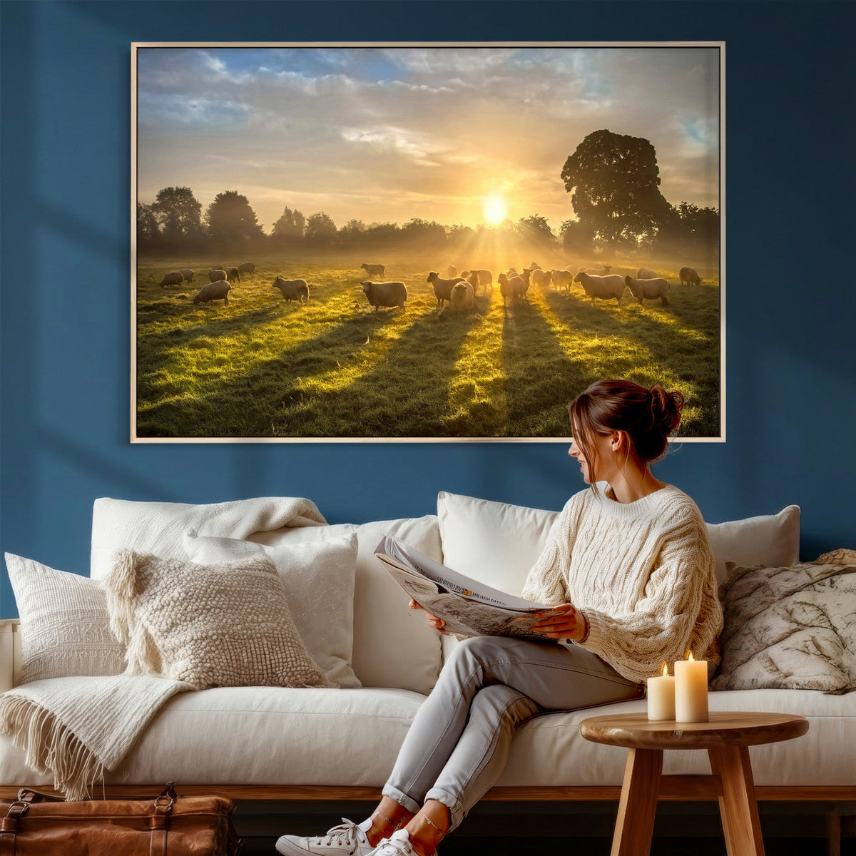 Sheep Wall Art Canvas Print – Rural Farm Animal Artwork