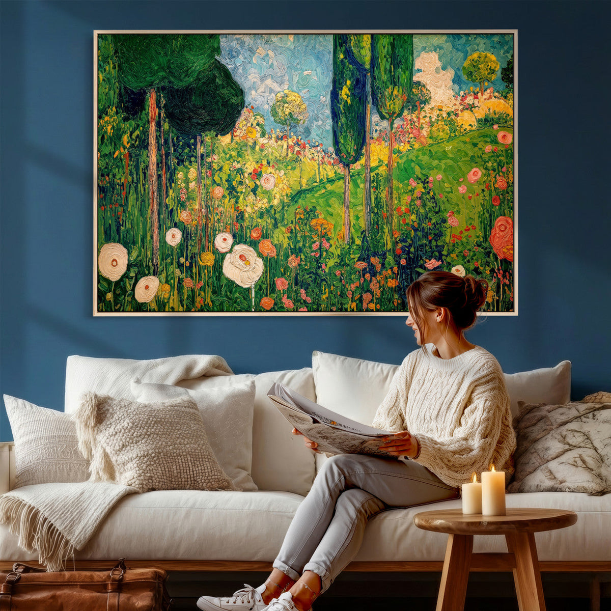 Gustav Klimt Boho Mountain Landscape Large Wall Art,