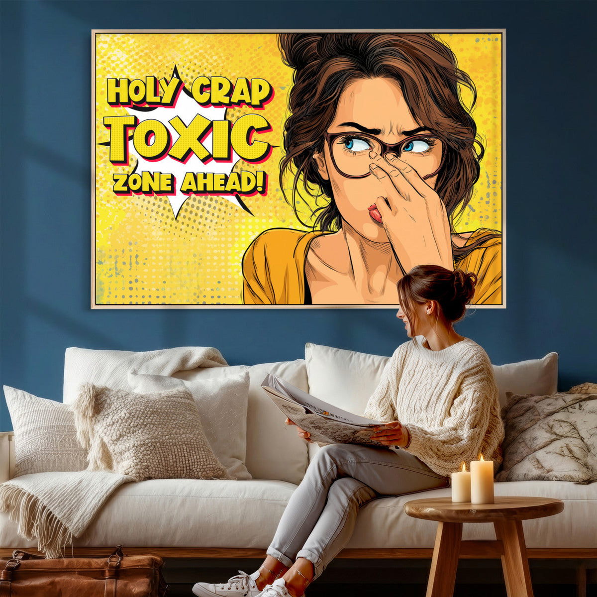 Pop Art Print Bathroom Sign Wall Art Canvas Print — Funny