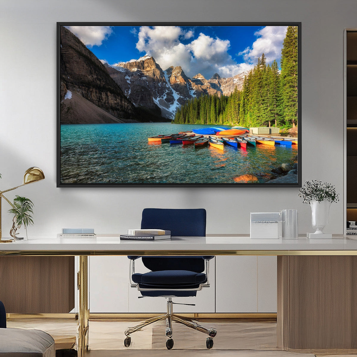 Moraine Lake 3-Panel Wall Art, Majestic Mountain and Lake