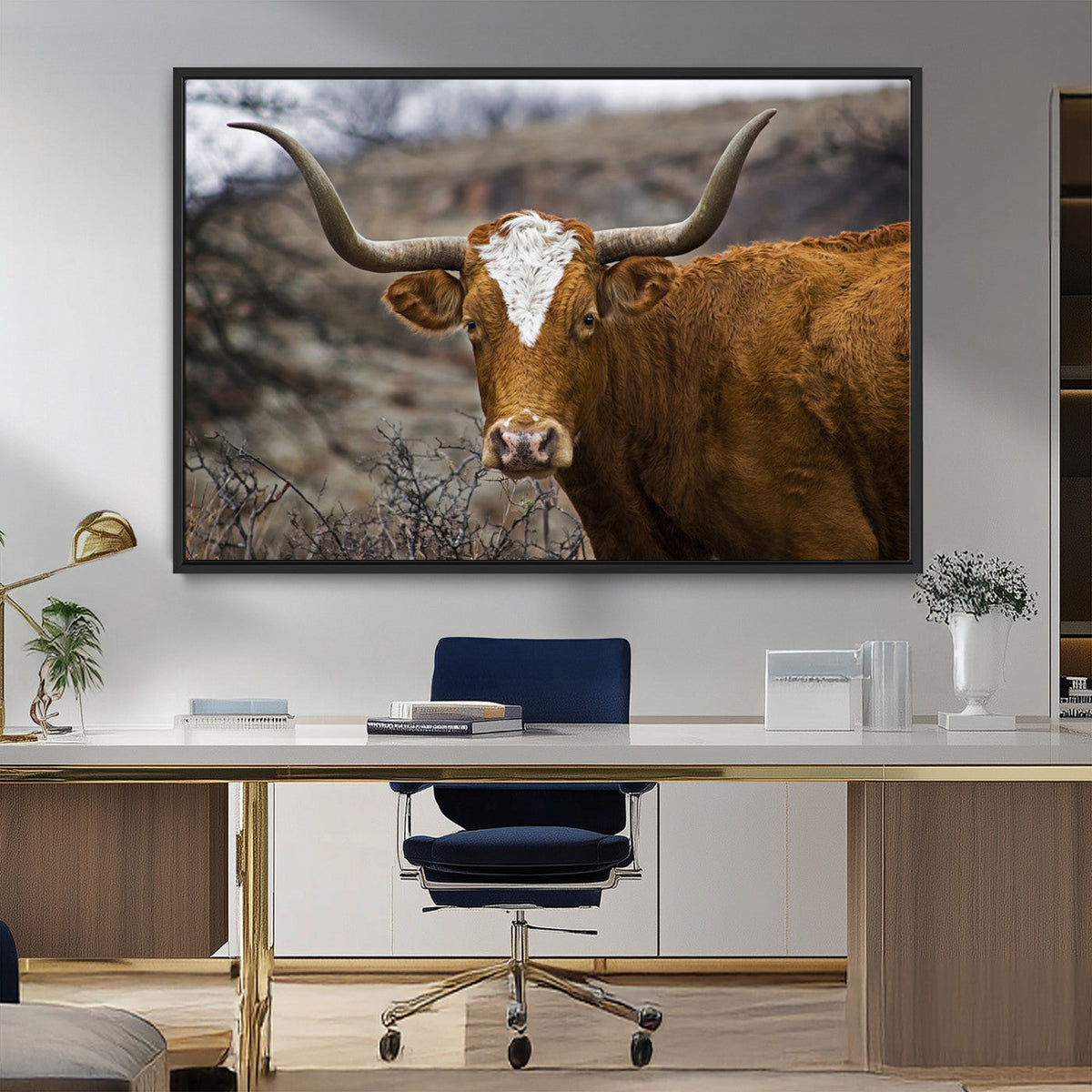 Texas Longhorn Canvas Wall Art - Longhorn Steer Canvas Wall