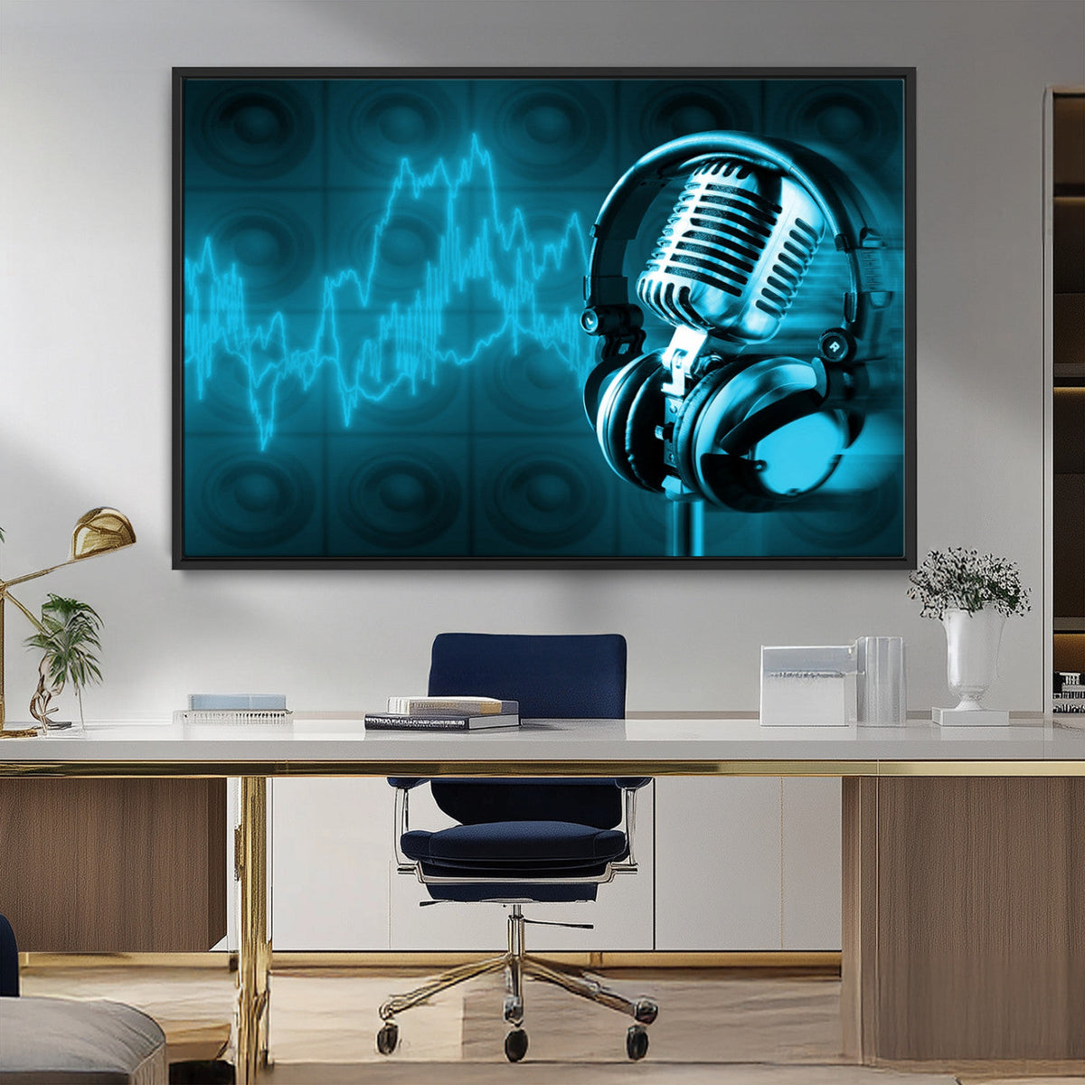 Music and Microphone Wall Art Canvas Print