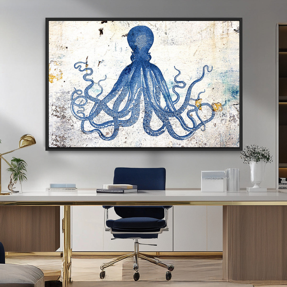 Octopus Canvas Wall Art | Coastal Marine Life Artwork for