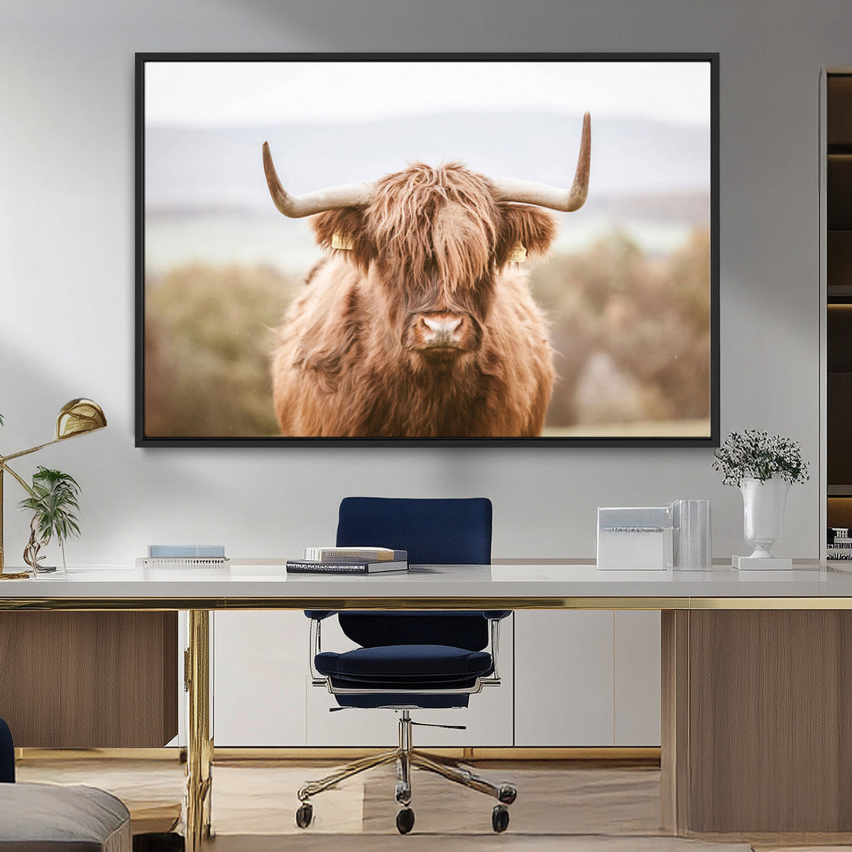 Scottish Serene Highland Cow Canvas Wall Art – Serene