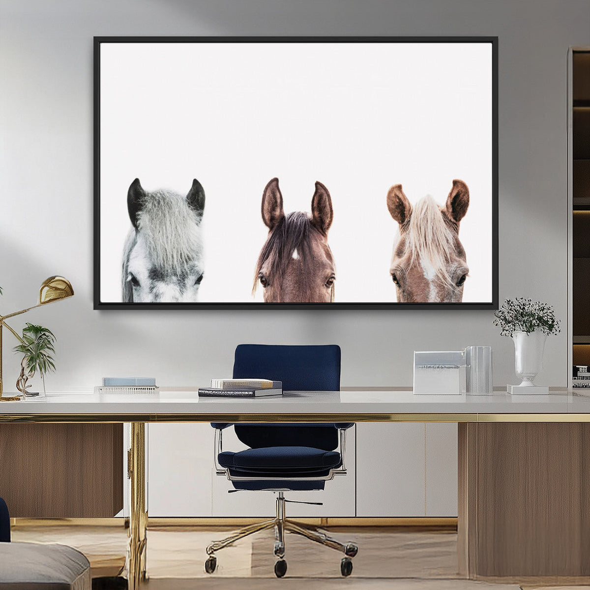 Horse Wall Art - Minimalist Horse Triptych Wall Art – Modern