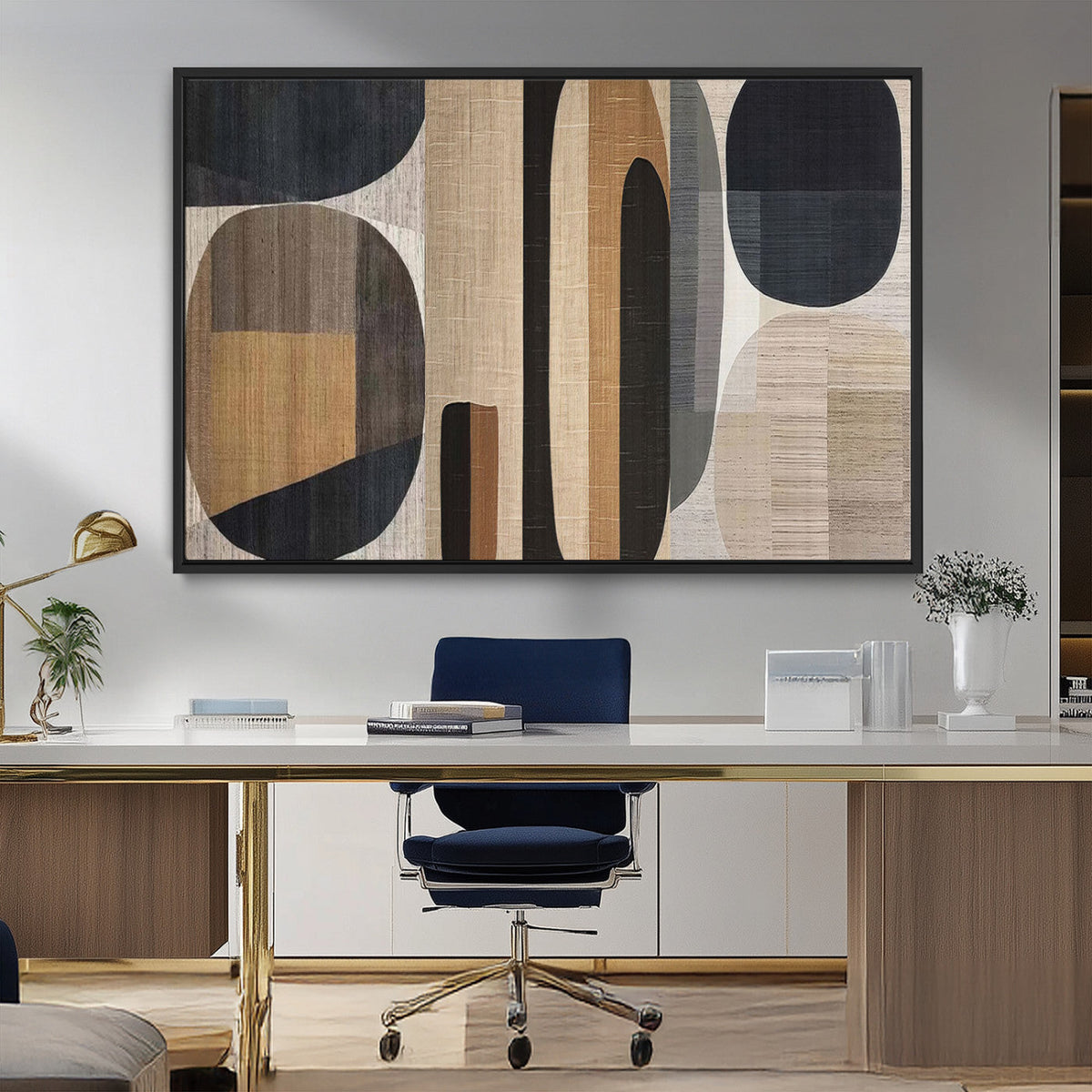 Abstract Minimalist Canvas Wall Art - Neutral Geometric