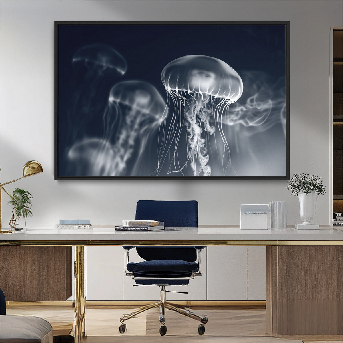 Jellyfish Wall Art Canvas Print, Modern Abstract Jellyfish