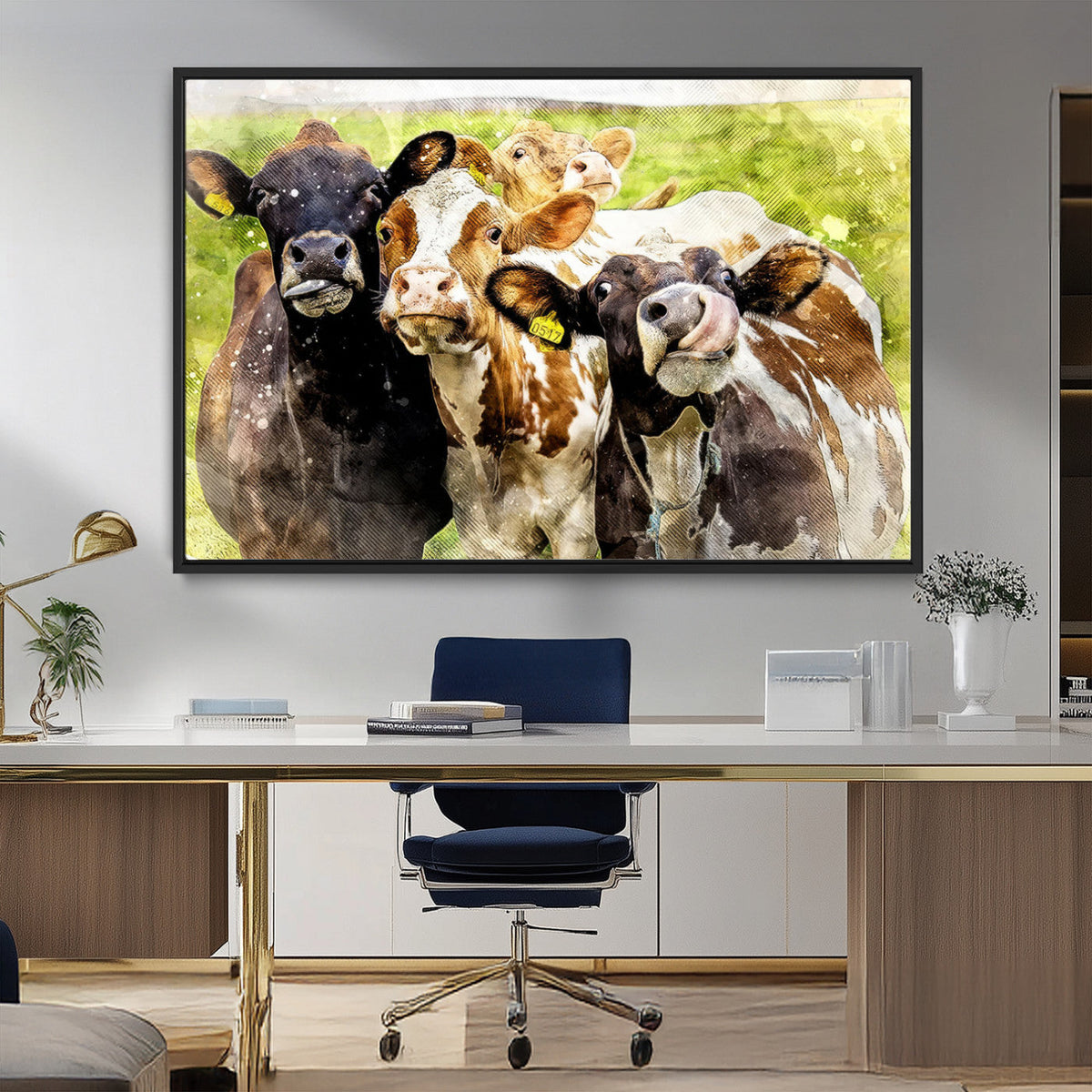 Curious Cows Farmhouse Wall Art | Ready to Hang and Framed
