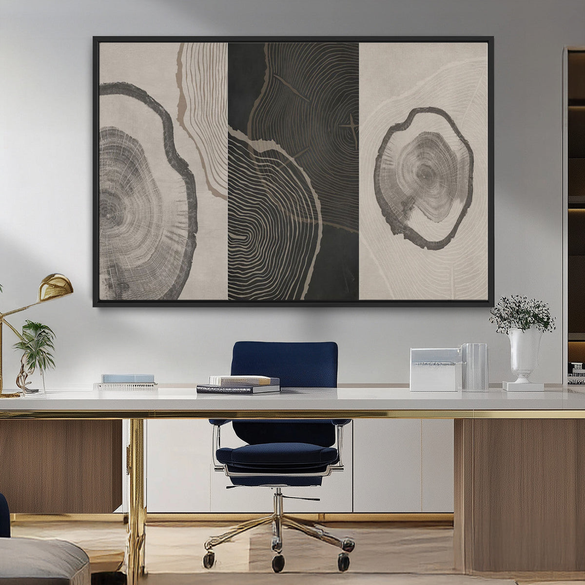 Minimalist Tree Rings Wall Art | Modern Abstract Canvas