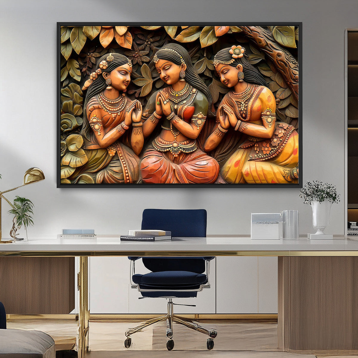 Indian Woman Statue Wall Art Canvas Print
