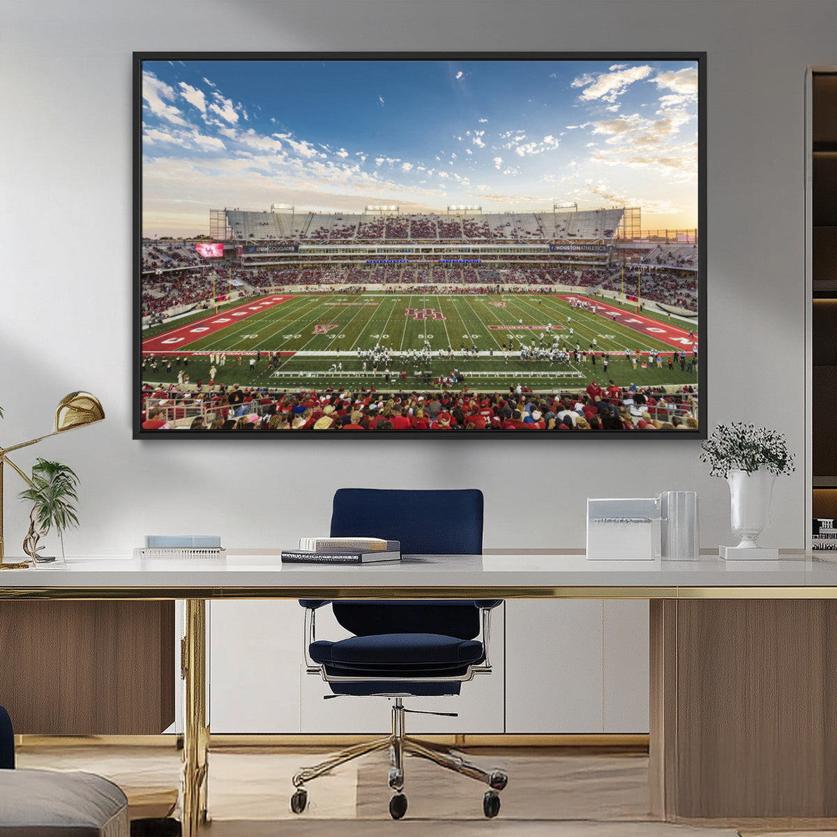 Framed Houston Cougars Football Team Print - Houston TDECU