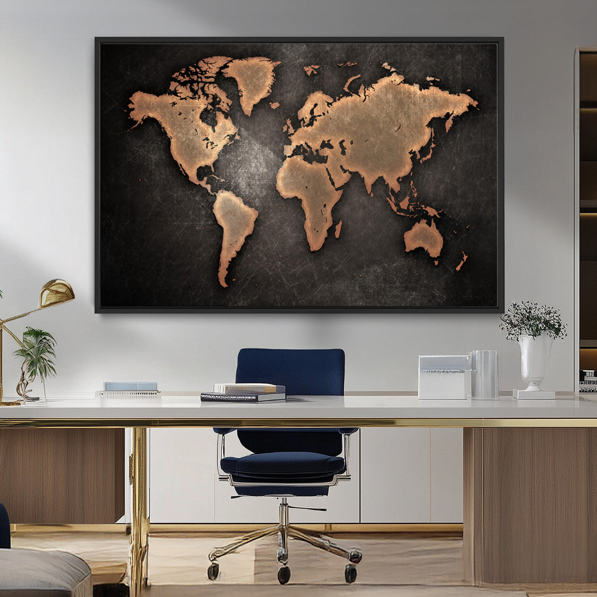 World Map Canvas Print – Framed Travel Map Wall Art for
