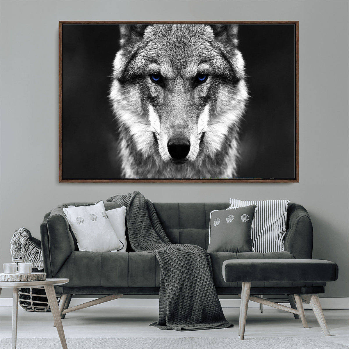 Black and White Wild Wolf Wall Art Canvas Print