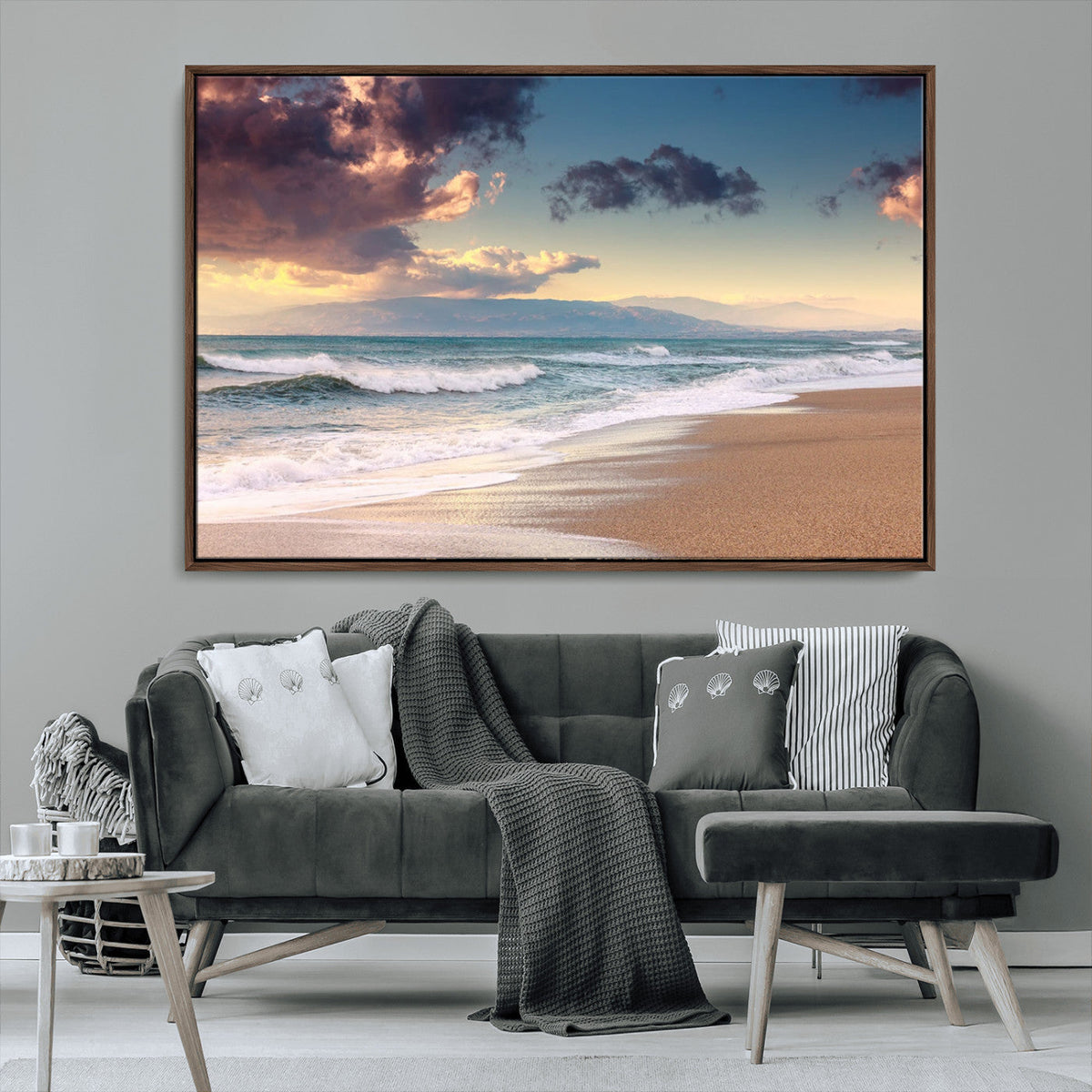 Cloudy Weather Beach Sunset Canvas Print | Sunrise Wall Art