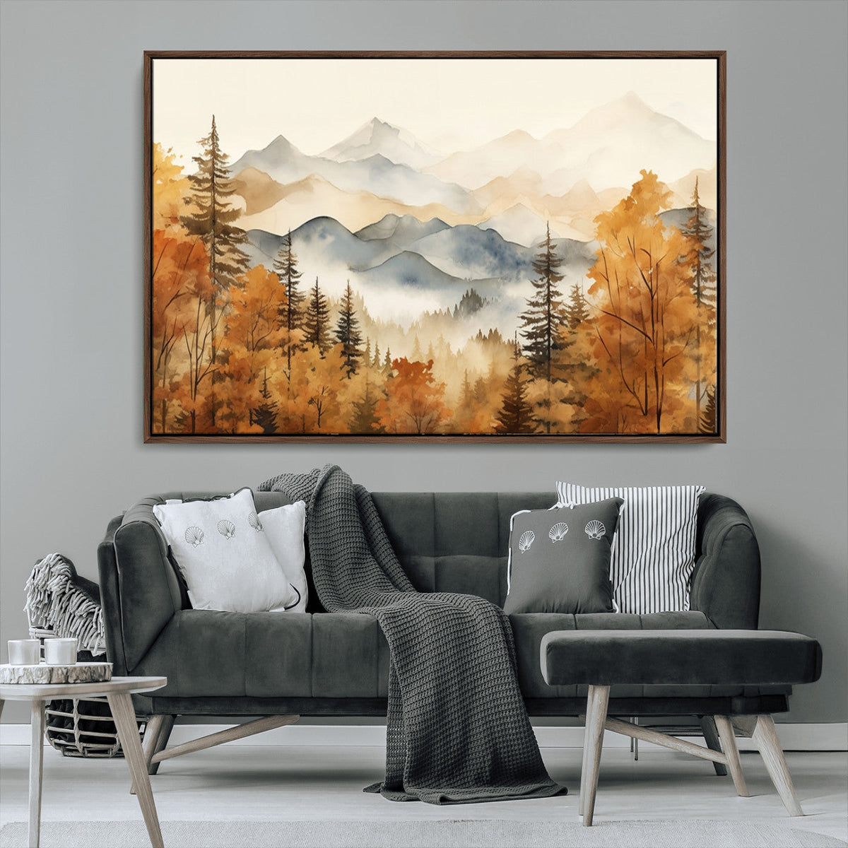 Golden Autumn Forest Wall Art Canvas | Mountain Landscape