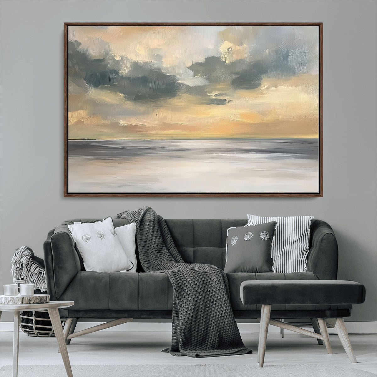 Modern Coastal Artwork with Vibrant Abstract Ocean Waves