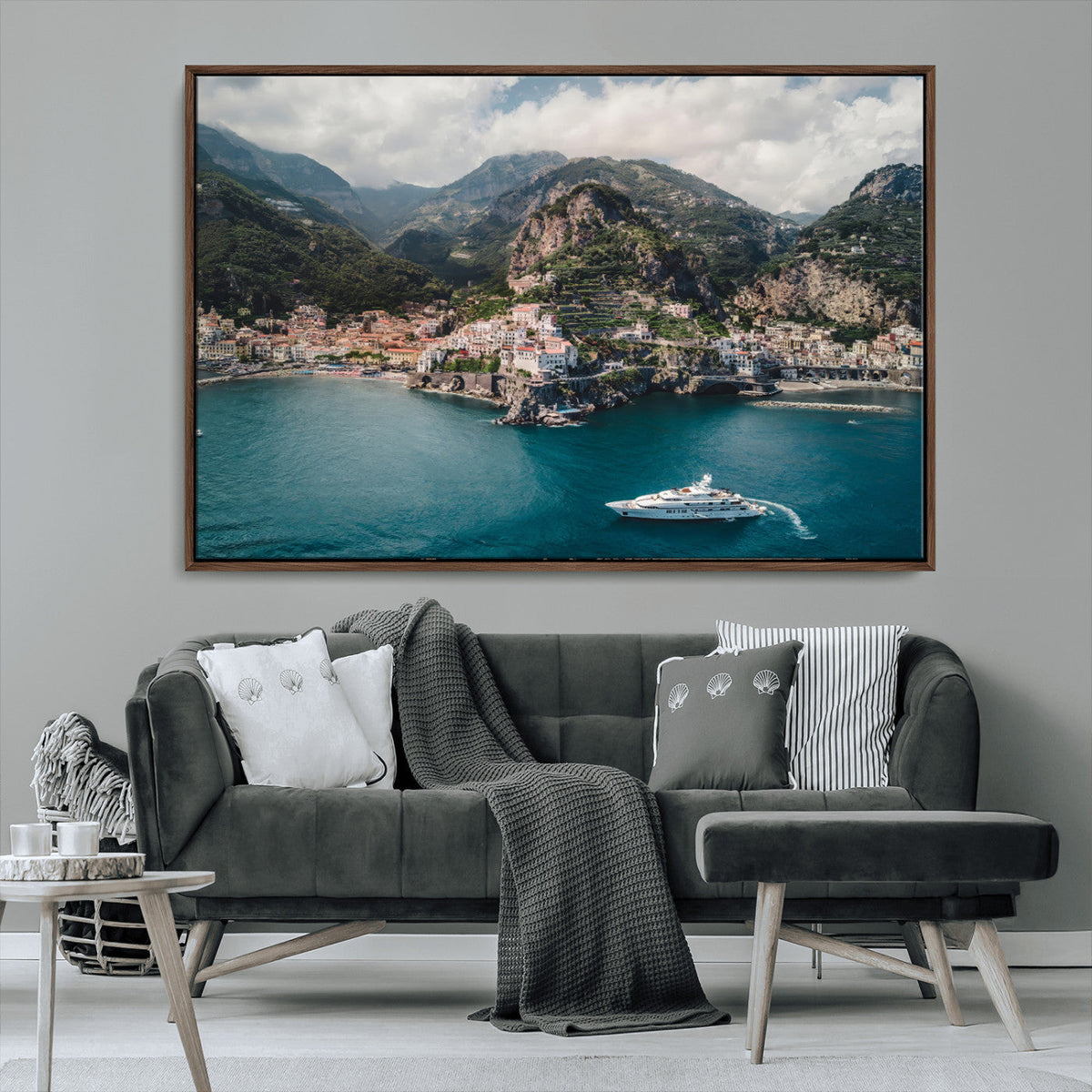 Amalfi Coast Wall Art – Framed Italian Seaside Canvas
