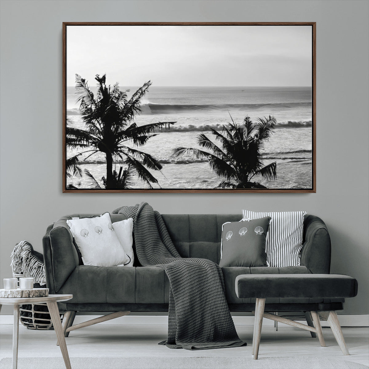 Tropical Coastline Wall Art Canvas Print – Framed Palm Trees