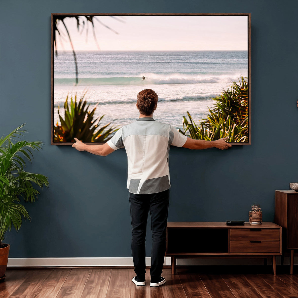 Ocean Surfer Wall Art Canvas Print – Framed Coastal Surf Art