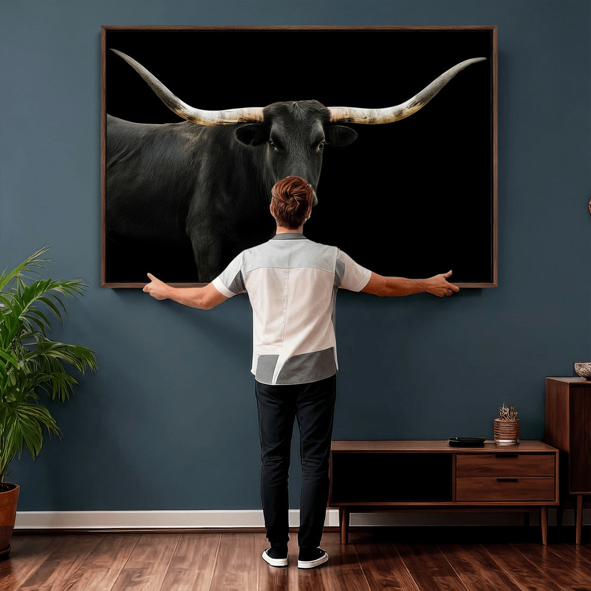Longhorn Cattle Wall Art Canvas Print – Framed Texas Ranch