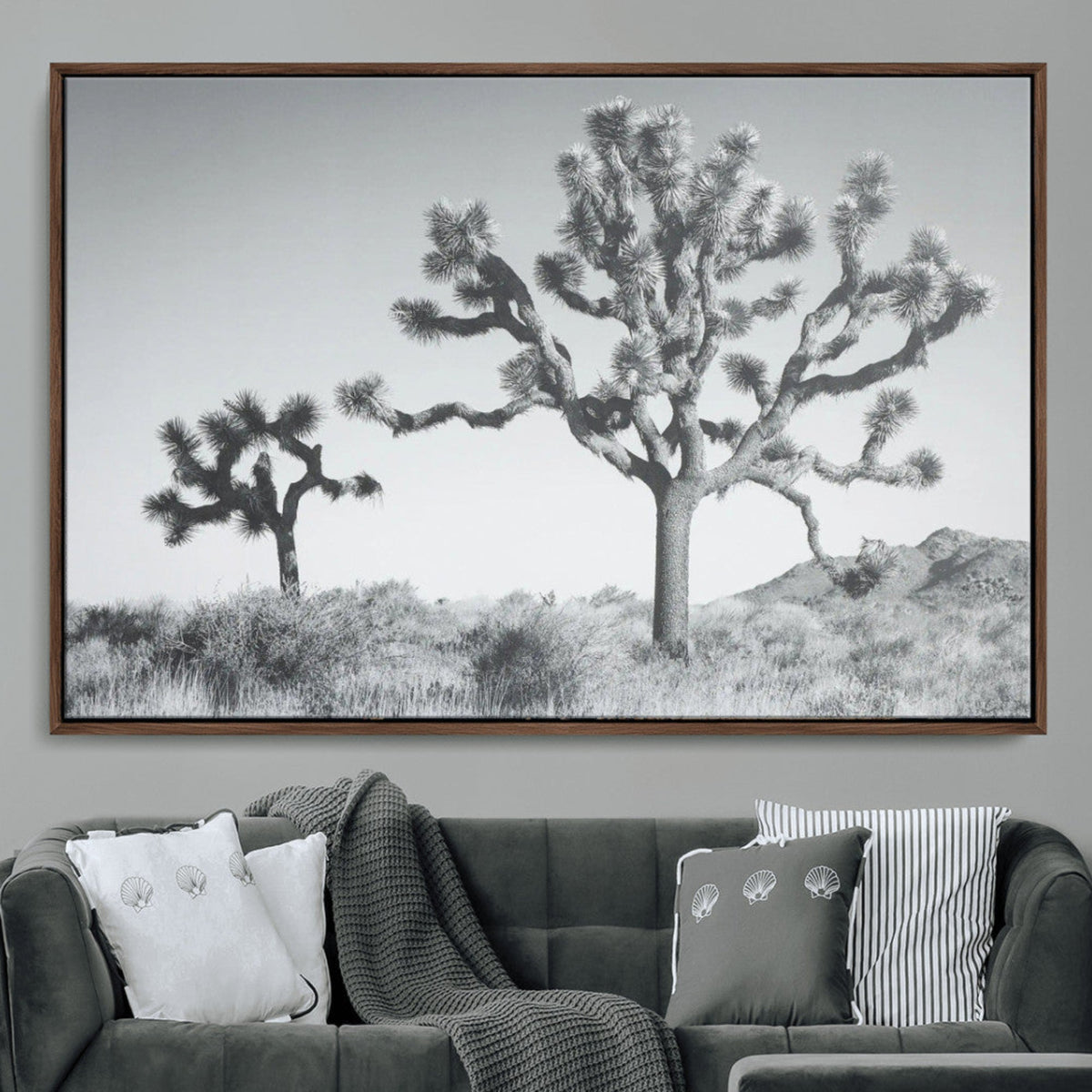 Joshua Tree Wall Art Canvas Print – Framed Black White