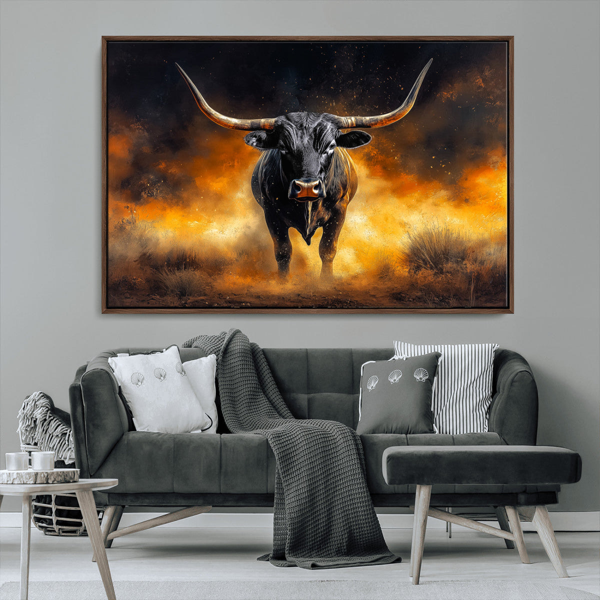Longhorn Canvas Wall Art Canvas Print – Framed Bold Bull