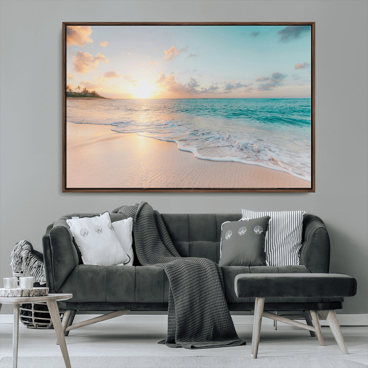 Beach Sunset Wall Art Canvas Print – Framed Ocean Waves