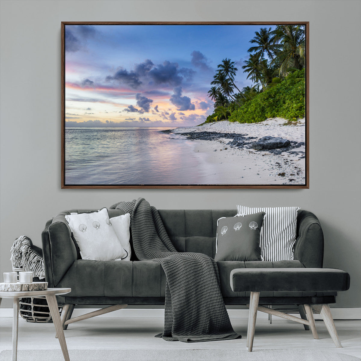 Tropical Beach Wall Art Canvas Print – Framed Sunset Glow