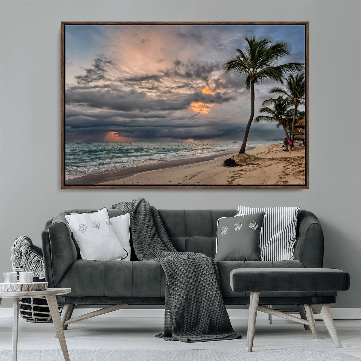 Tropical Storm Wall Art Canvas Print – Framed Moody Beach
