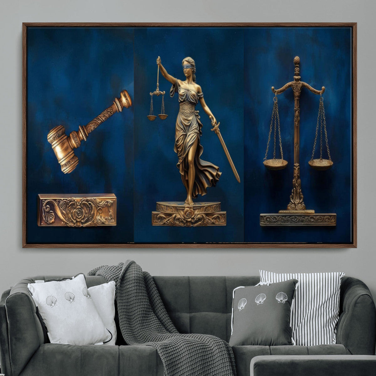 Lady Justice Wall Art Canvas Print – Elegant Gold Legal
