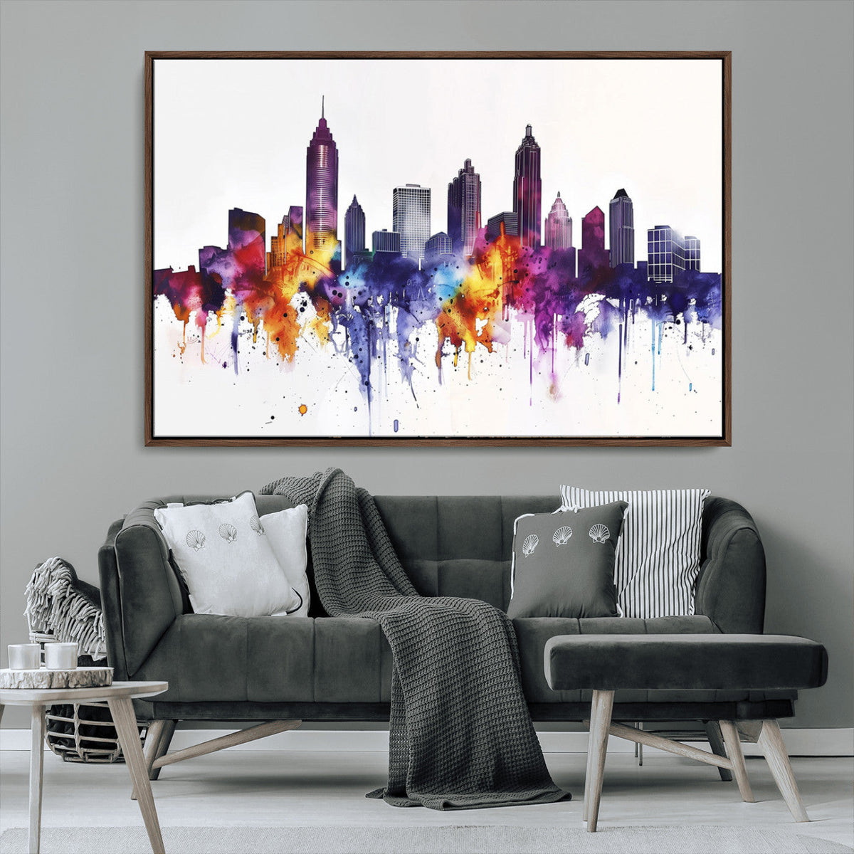 Atlanta Skyline Wall Art Canvas Print – Framed Colorful