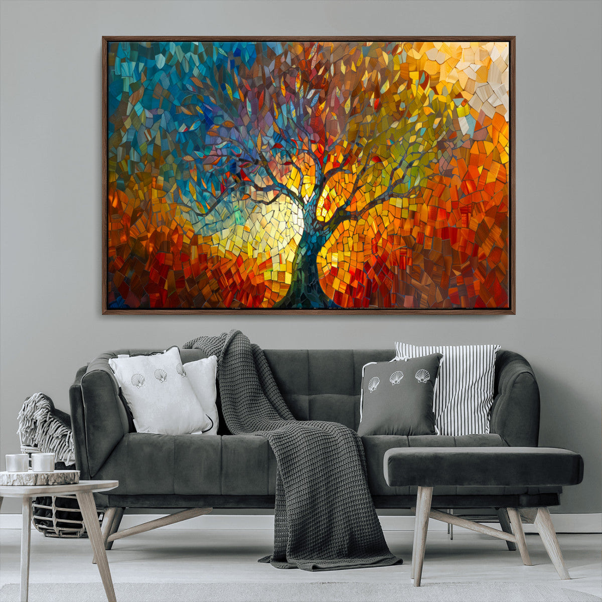 Yggdrasil Tree of Life Mosaic Stained Glass Wall Art, Tree