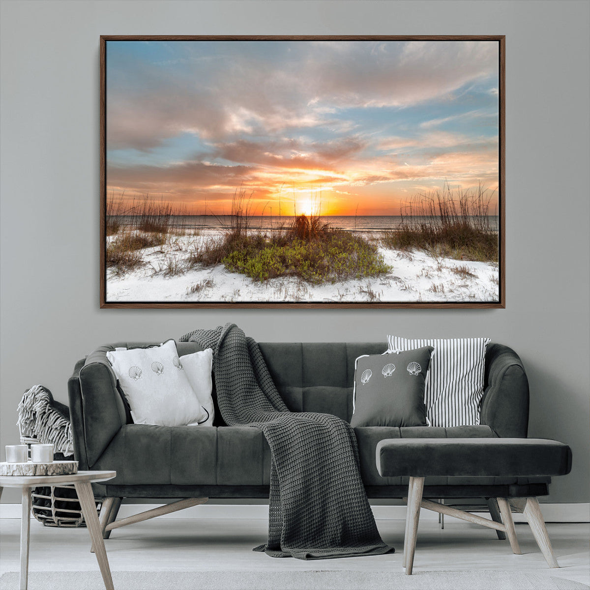 Sunset Beach Wall Art Print – Coastal Canvas Ocean Landscape