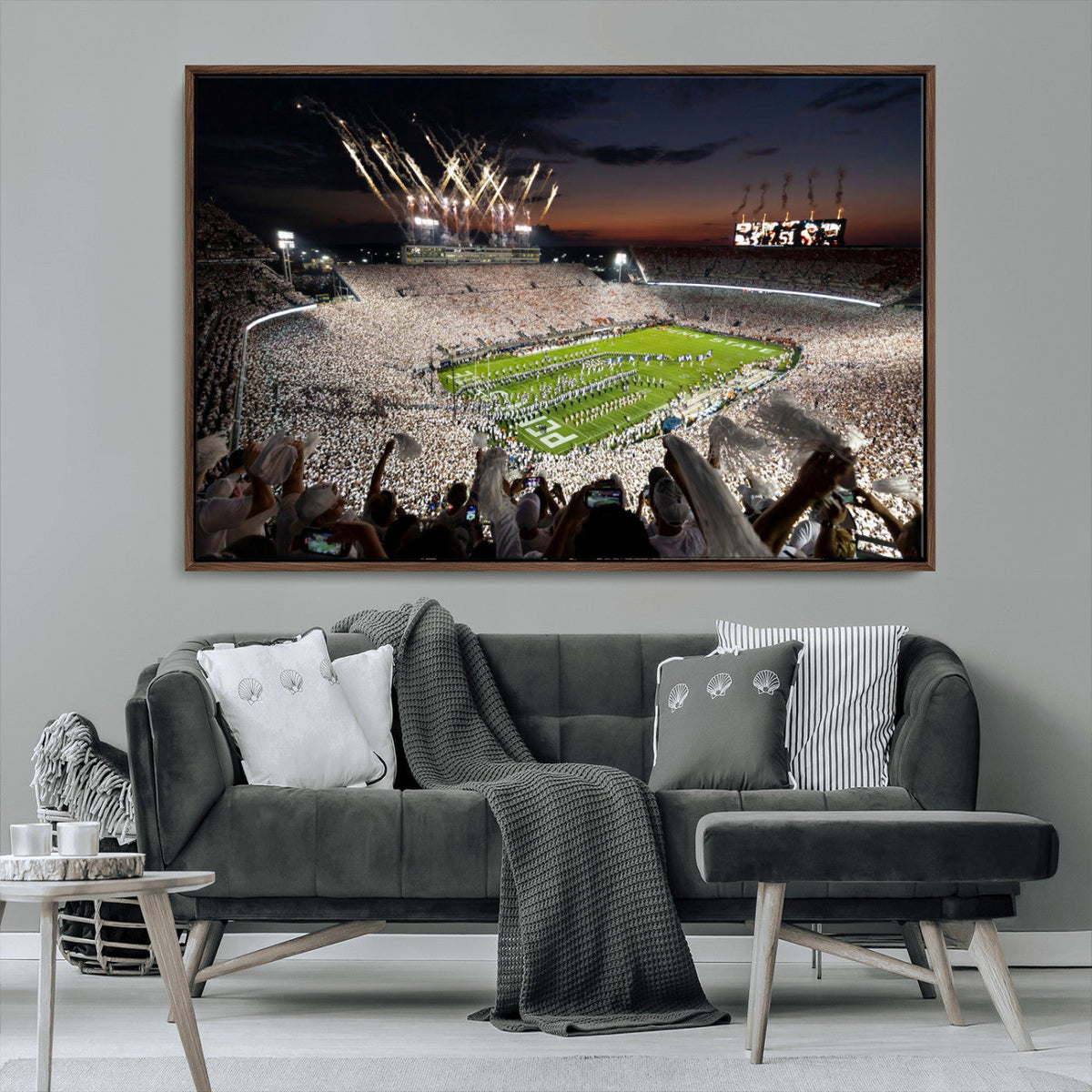 Penn State Stadium Wall Art – White Out Football Game Canvas