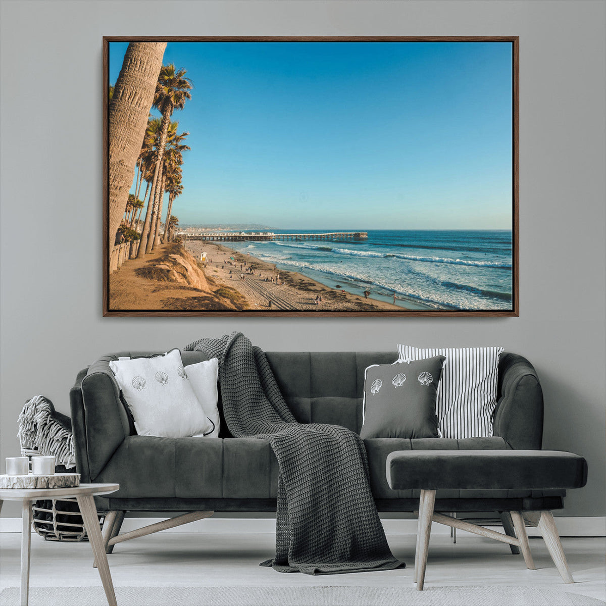 Scenic Beach Wall Art Canvas Print – Tall Palm Trees, Sandy