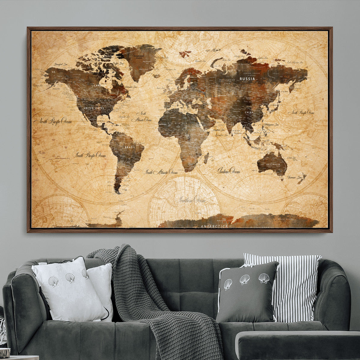 Push Pin World Map Canvas Print – Travel Tracker Wall Art