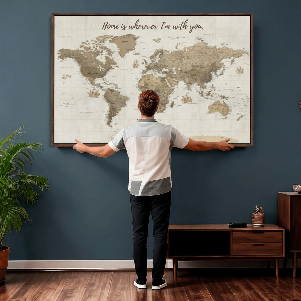 Push Pin World Map Canvas Print – Travel Tracker Wall Art