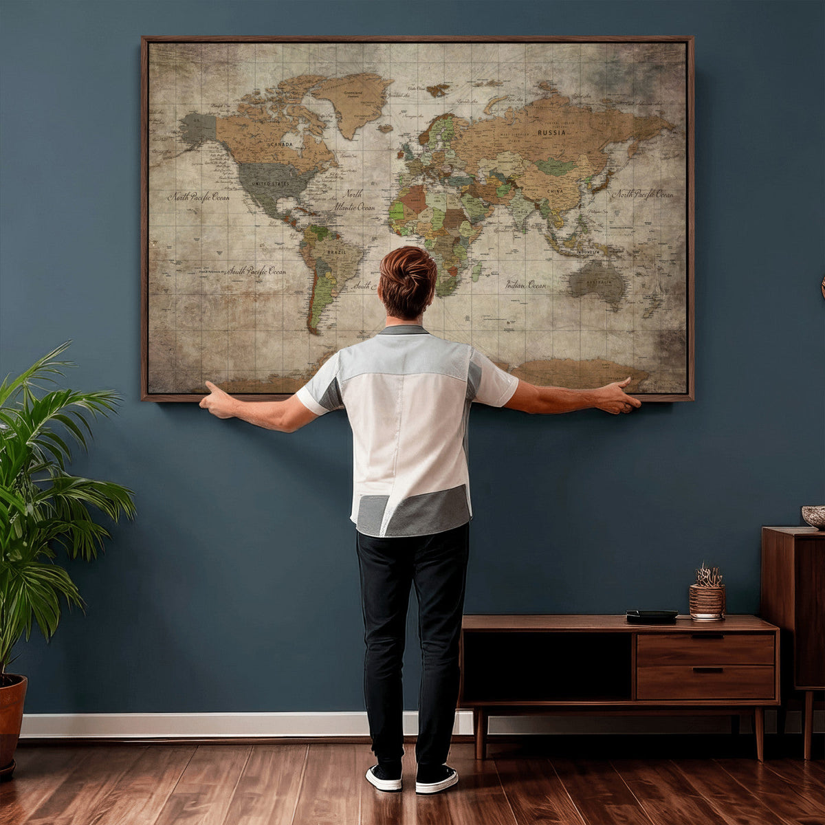 World Map Canvas Print – Framed Travel Map Wall Art for