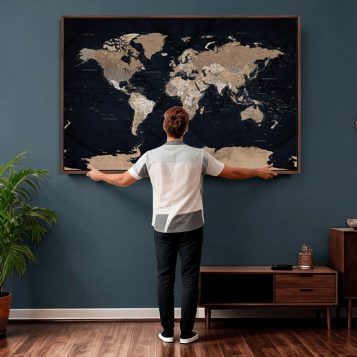 Grunge Wall Art World Map Canvas Print