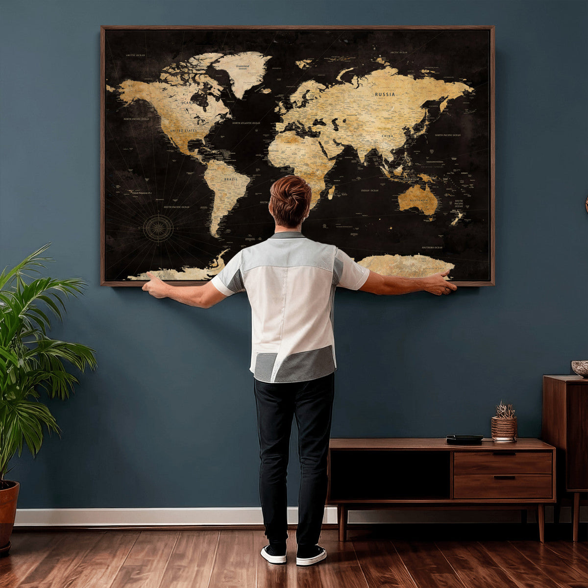 Extra Large World Map Canvas Print – Detailed Map Classic