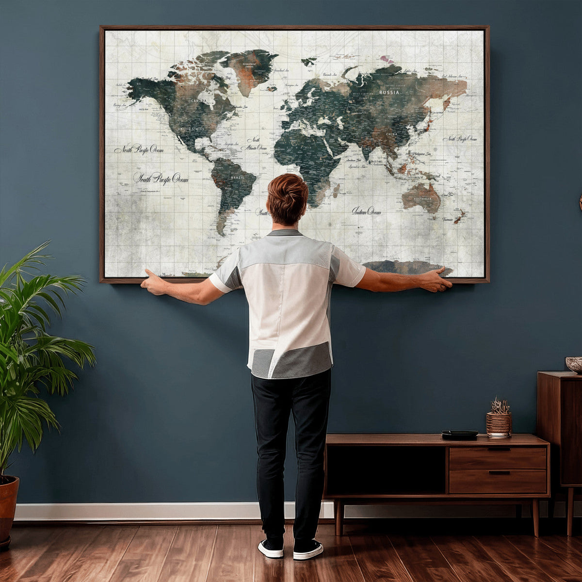 World Map Canvas Print – Framed Travel Map Wall Art for