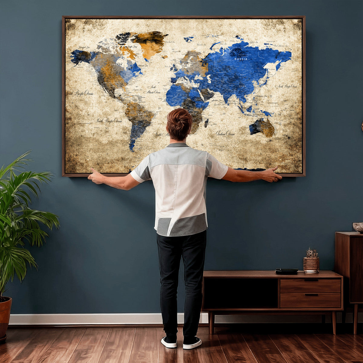 World Map Canvas Print – Colorful Abstract Travel Map,