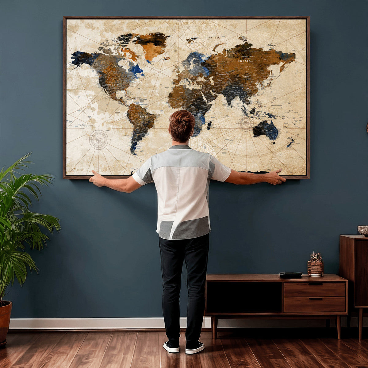 World Map Canvas Print – Framed Travel Map Wall Art for