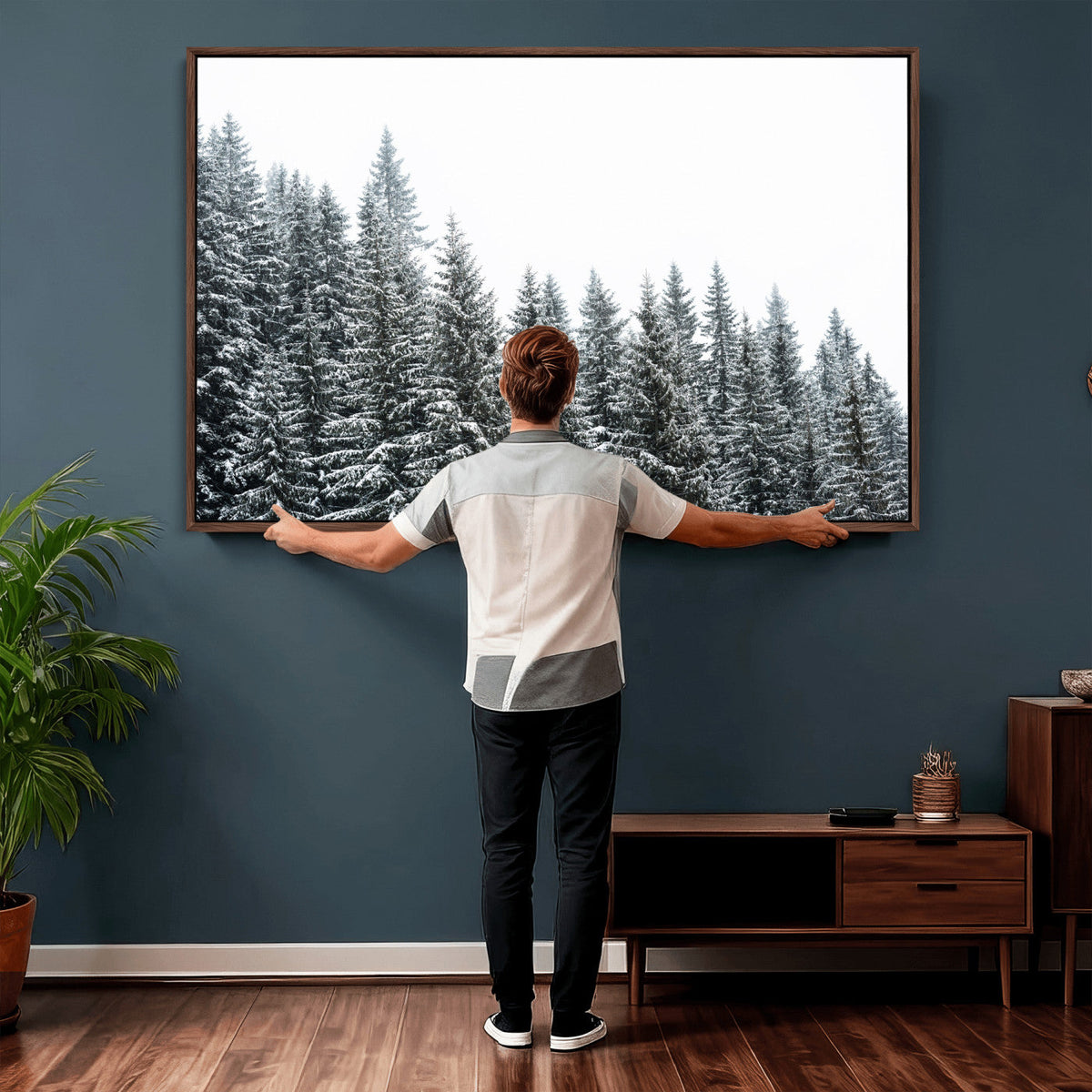 Misty Mountain Forest Canvas Print, Foggy Pine Trees Nature
