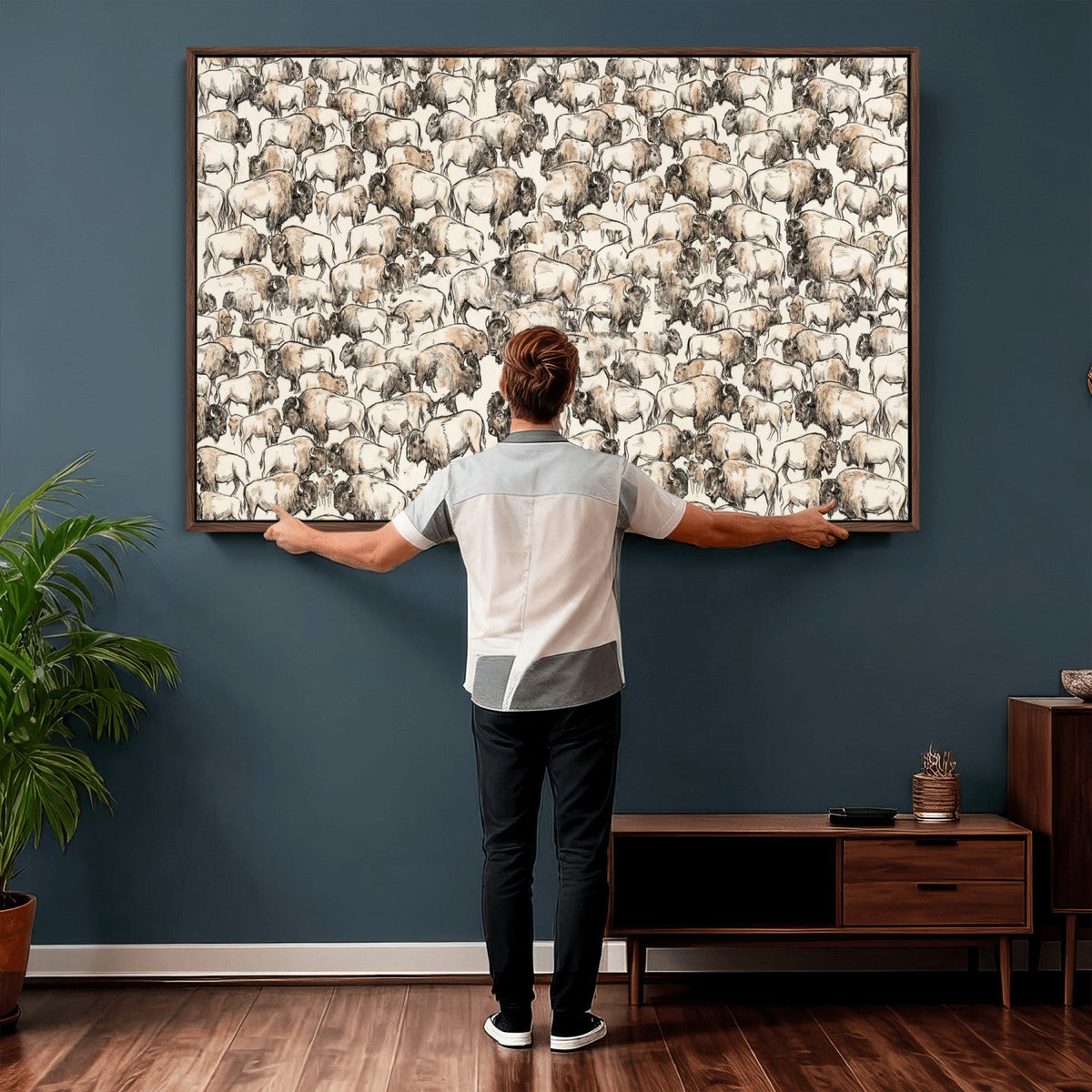 American Bison Canvas Print - Abstract Buffalo Wall Art