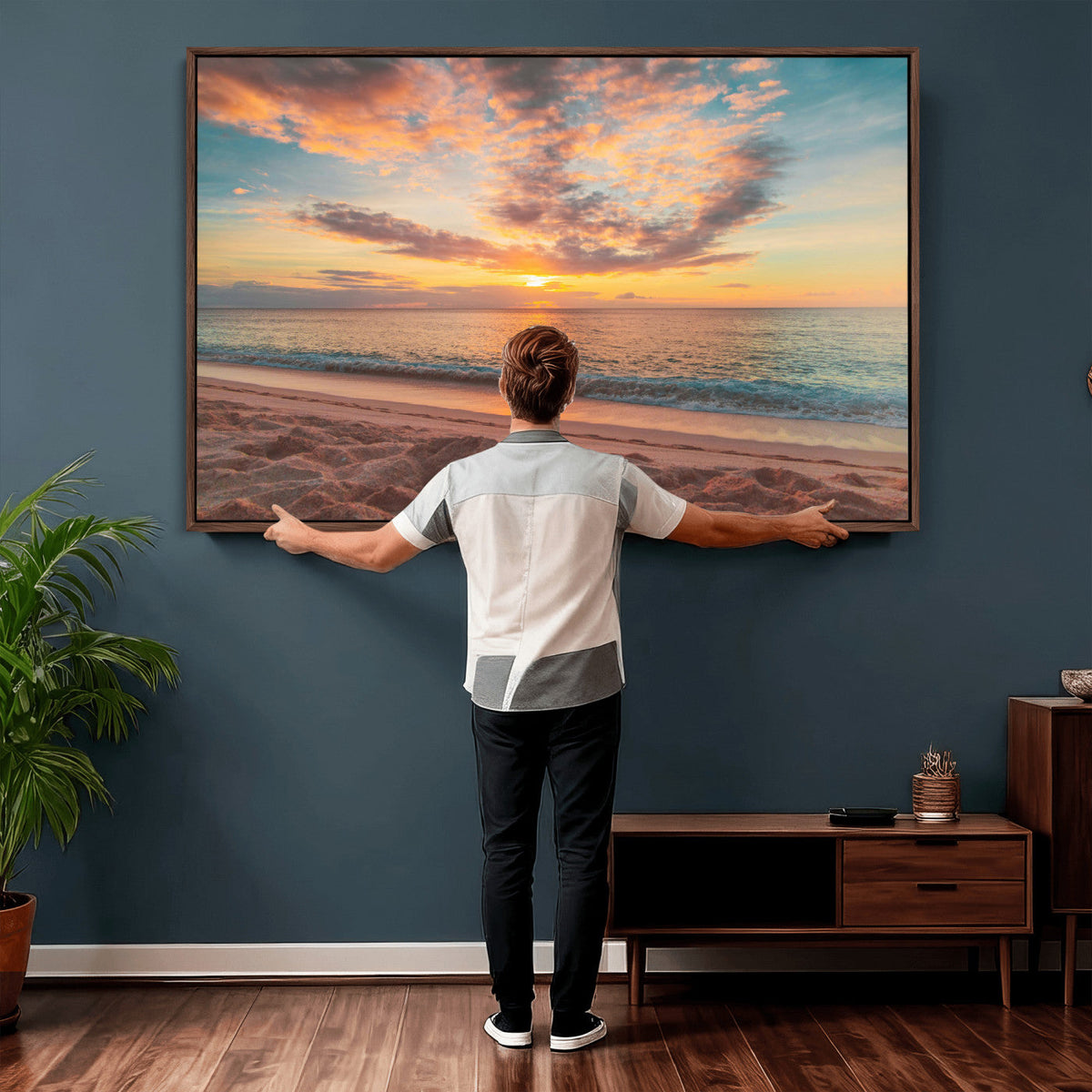Sunset Beach Wall Art Canvas Print – Soft Coastal