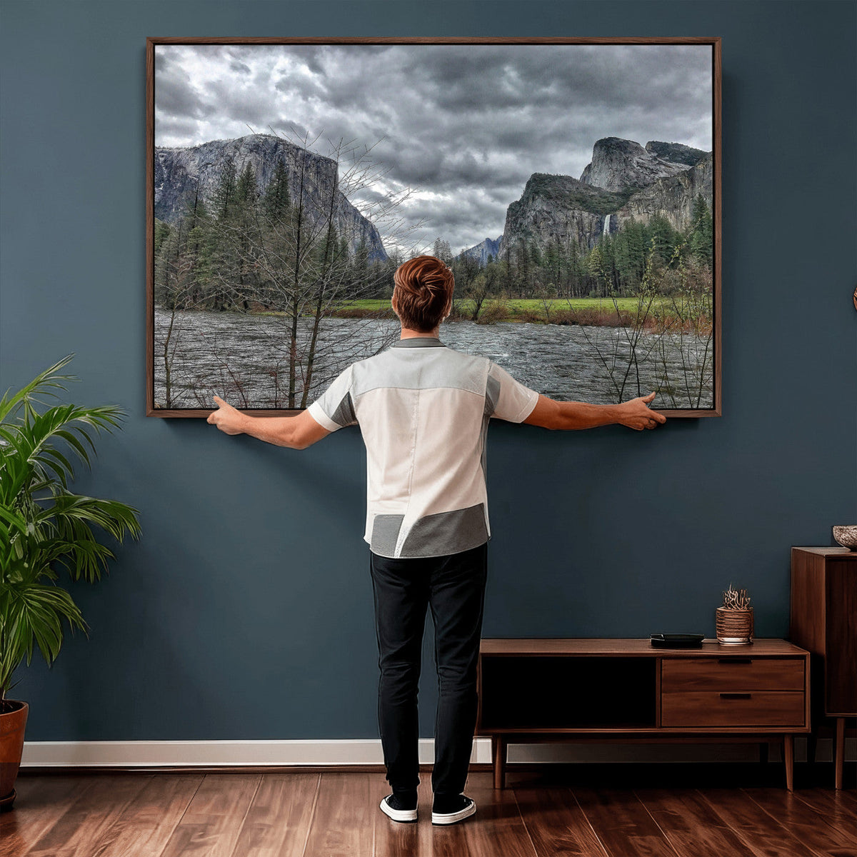 Yosemite Valley River Wall Art Canvas Print, Granite Cliffs